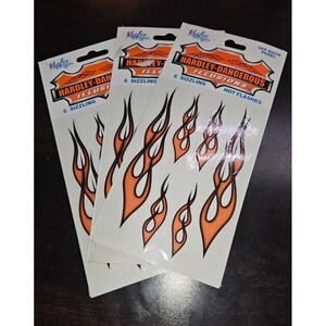 Lot x3 Hardley-Dangerous Illusions Flame Fire Stickers Car Decals Mailbox Tank